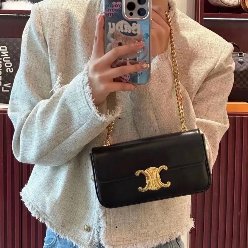 ✨Celine 黑金凱旋門鏈條法棍包 99新🖤-1