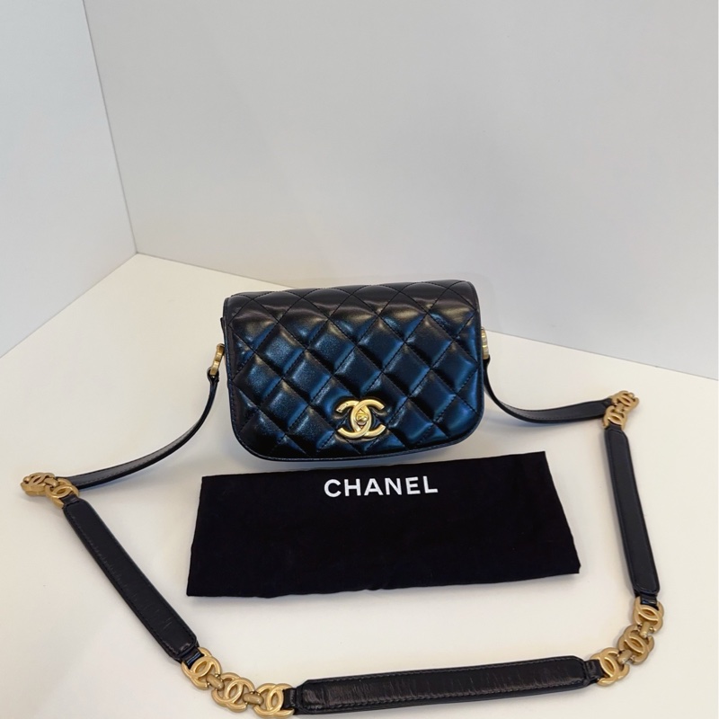 ✨Chanel 油蠟皮馬鞍包/郵差包 晶片款 98新🖤🫶-4