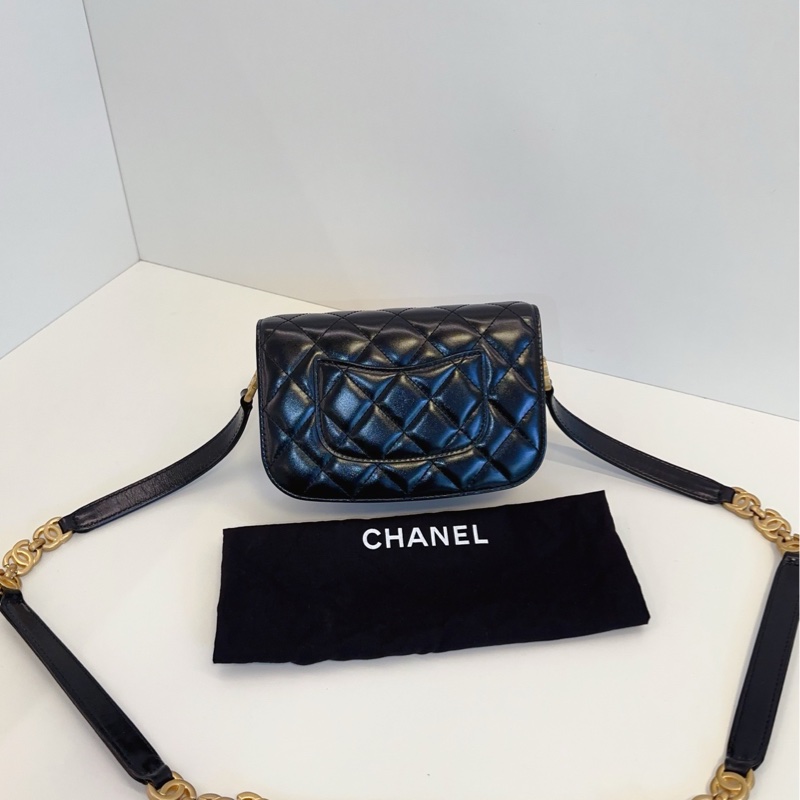 ✨Chanel 油蠟皮馬鞍包/郵差包 晶片款 98新🖤🫶-5