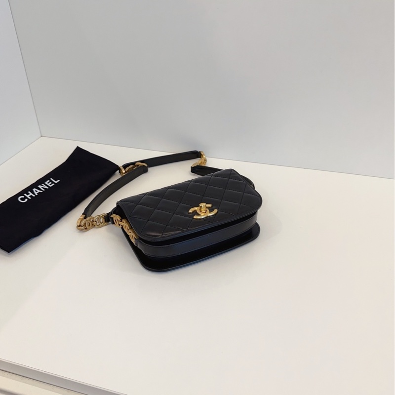 ✨Chanel 油蠟皮馬鞍包/郵差包 晶片款 98新🖤🫶-8