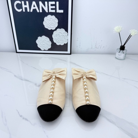 chanel香奈兒 黑色珍珠蝴蝶結平底鞋 38.5碼 已貼底🧡