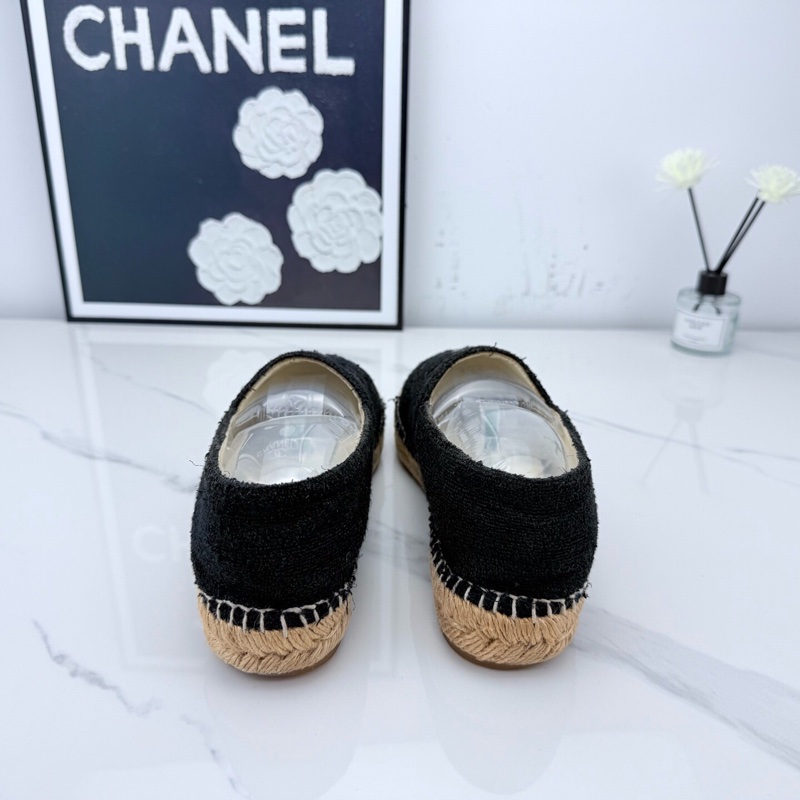 chanel香奈兒 黑色漆皮粗花呢漁夫鞋 38碼 🧡-2