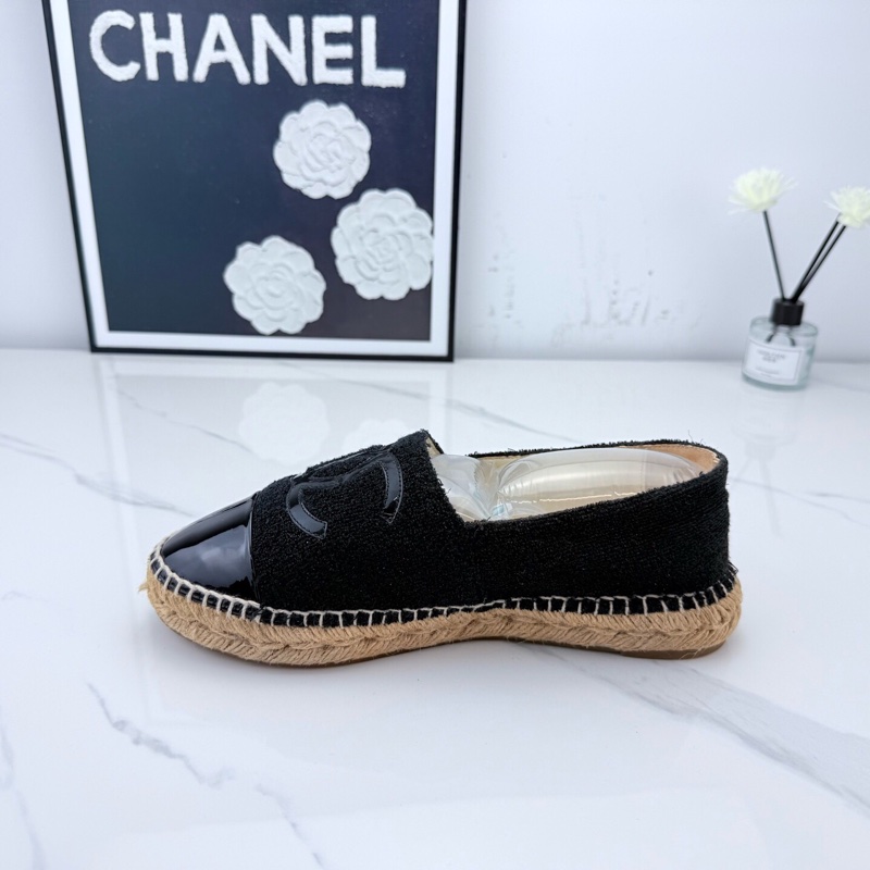 chanel香奈兒 黑色漆皮粗花呢漁夫鞋 38碼 🧡-3