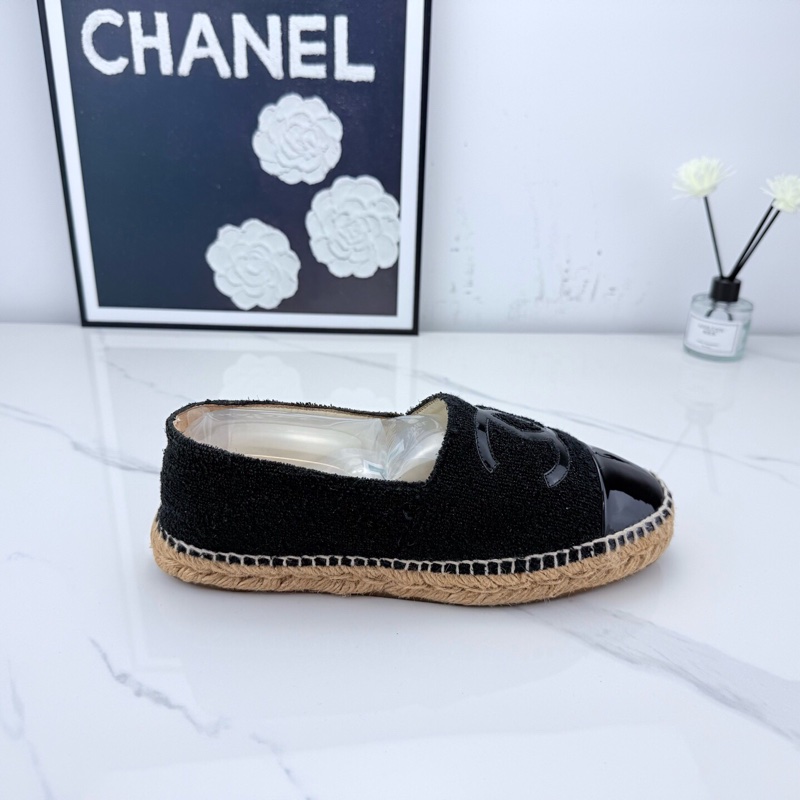 chanel香奈兒 黑色漆皮粗花呢漁夫鞋 38碼 🧡-4