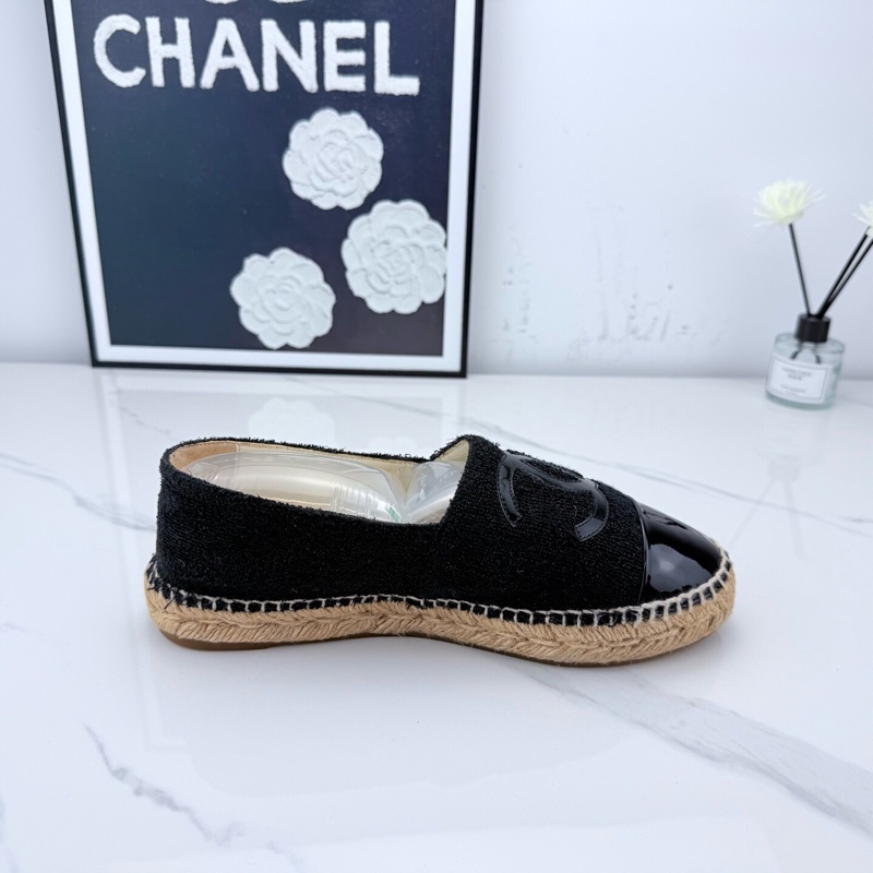 chanel香奈兒 黑色漆皮粗花呢漁夫鞋 38碼 🧡-5