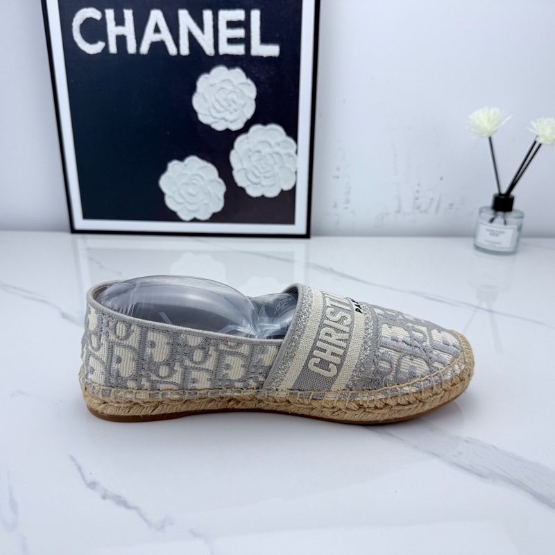 Dior迪奧 灰色滿印刺繡漁夫鞋 37.5碼 🧡-5