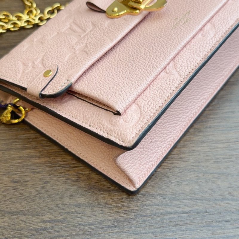 路易威登/Louis Vuitton 櫻花粉金扣全皮Vavin Woc鏈條包-9