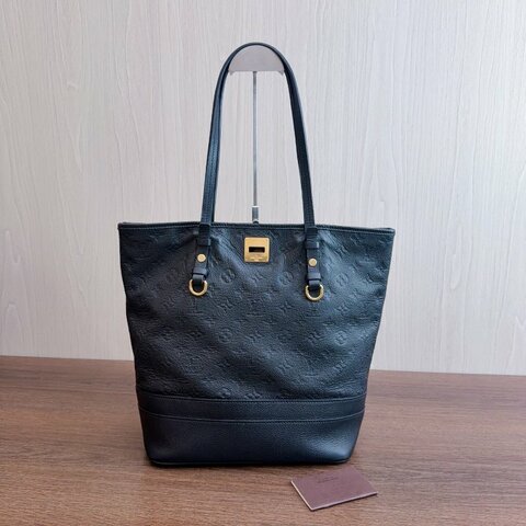 路易威登/Louis Vuitton 全皮壓紋藍黑托特肩背包