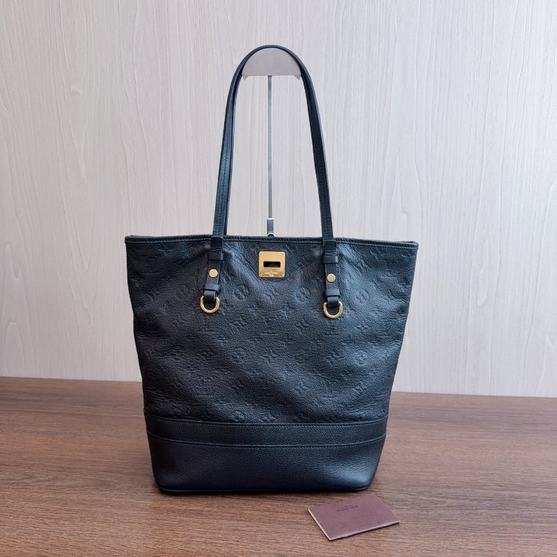 路易威登/Louis Vuitton 全皮壓紋藍黑托特肩背包-0