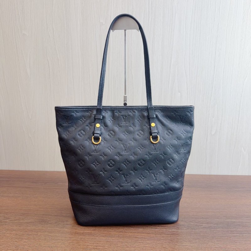 路易威登/Louis Vuitton 全皮壓紋藍黑托特肩背包-1
