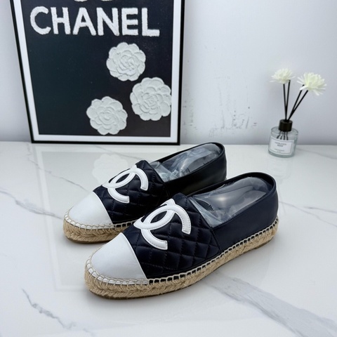 chanel香奈兒 經典菱格紋藍白拼色漁夫鞋 38碼 🧡