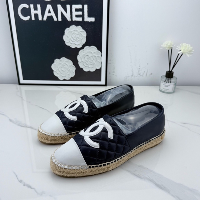 chanel香奈兒 經典菱格紋藍白拼色漁夫鞋 38碼 🧡-0