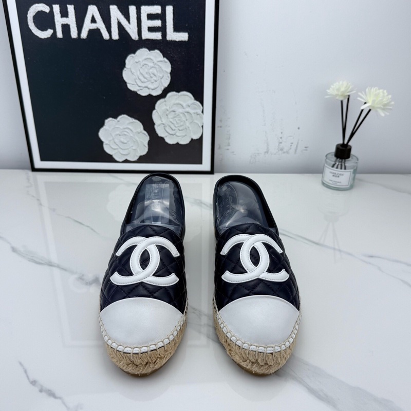 chanel香奈兒 經典菱格紋藍白拼色漁夫鞋 38碼 🧡-1