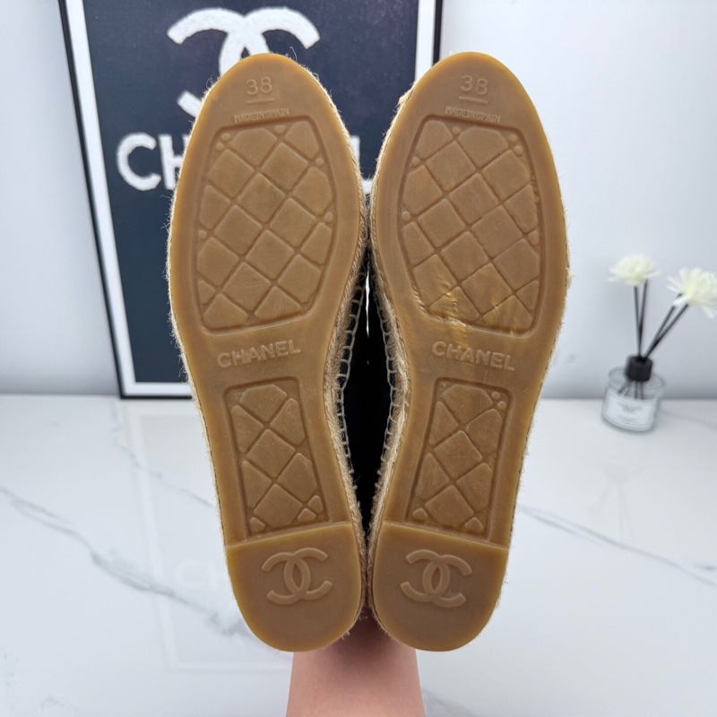 chanel香奈兒 經典菱格紋藍白拼色漁夫鞋 38碼 🧡-9