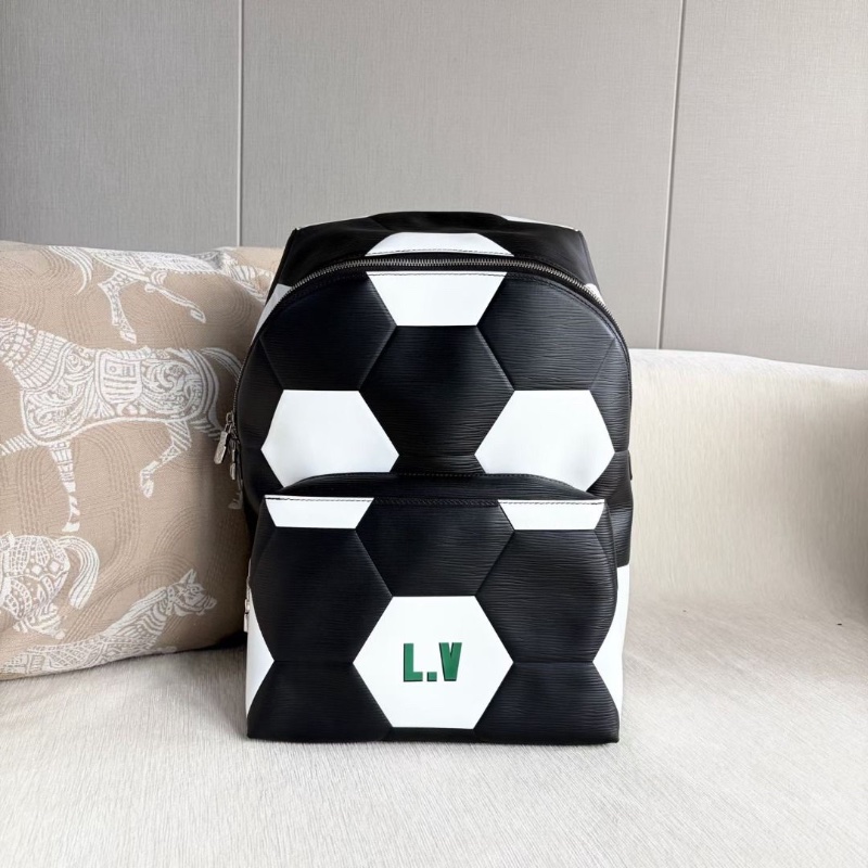 LV 世界杯限定水波紋後背包黑白熊貓配色 牛皮28*40*20  95新 配件塵袋-4