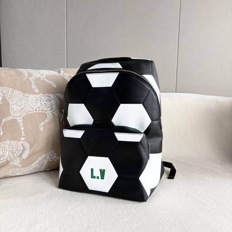 LV 世界杯限定水波紋後背包黑白熊貓配色 牛皮28*40*20  95新 配件塵袋-7