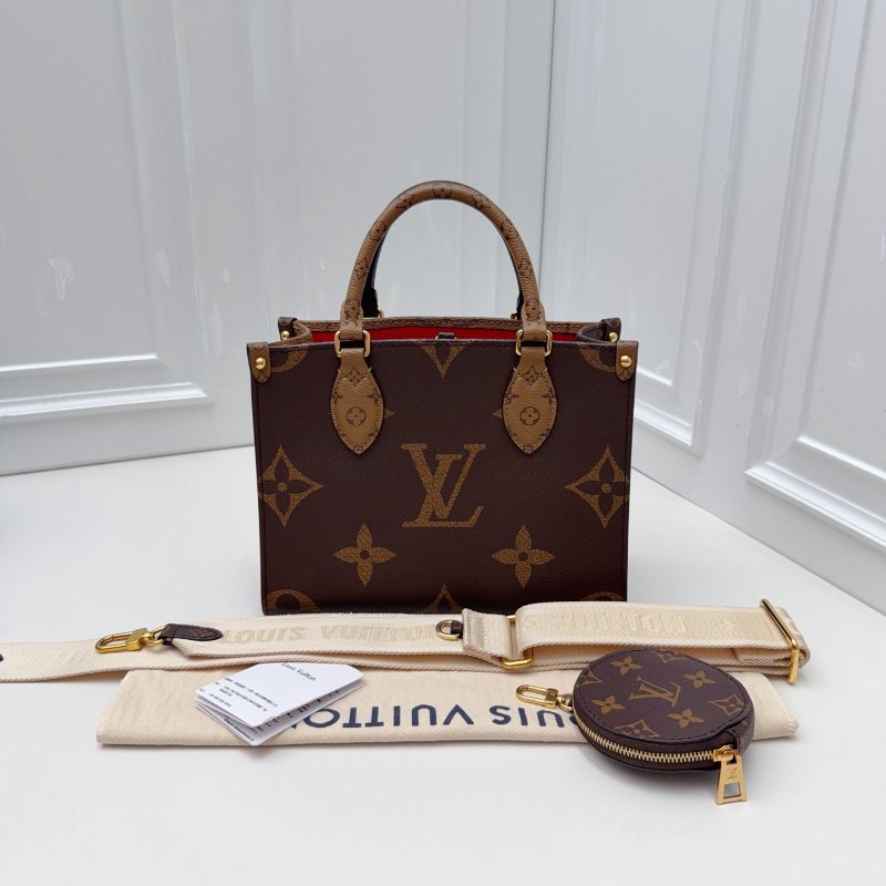 閒置新 路易威登/Louis Vuitton onthego小號托特包購物袋手提肩背包 芯片款-0