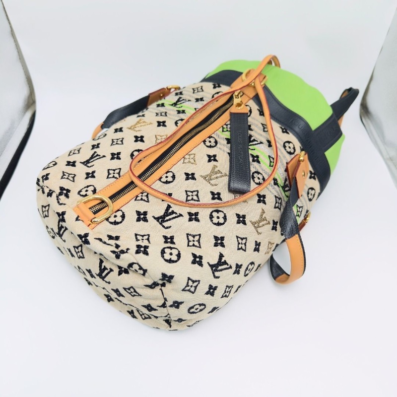 LV 拼色老花帆布 限量權志龍同款抽繩旅行袋 25*50*25 9新 配件塵袋-3
