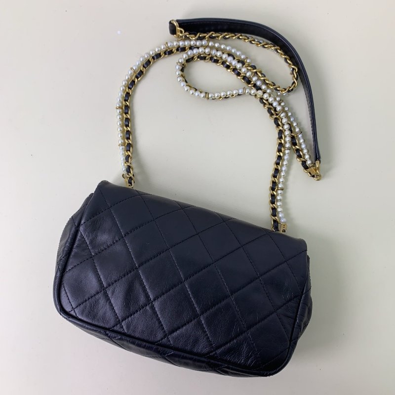 香奈兒/Chanel 黑金珍珠牛皮 CF大mini鏈條包-1