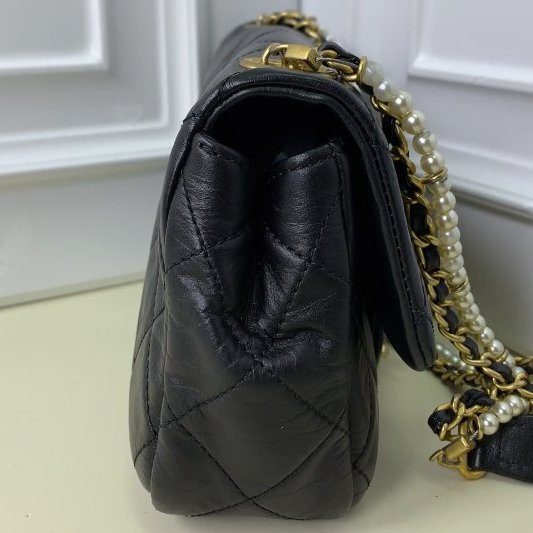 香奈兒/Chanel 黑金珍珠牛皮 CF大mini鏈條包-3