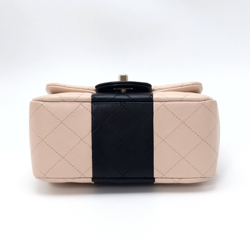 CHANEL 拼色金扣方胖子 肩背斜背鏈條包17*12*7.5  95新 配件塵袋-7