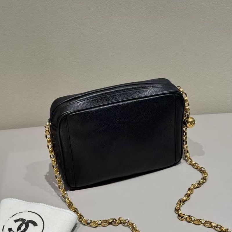 Chanel 金球 雕花鏈 相機包 荔枝皮 22*6*17cm 9新 配件塵袋-2