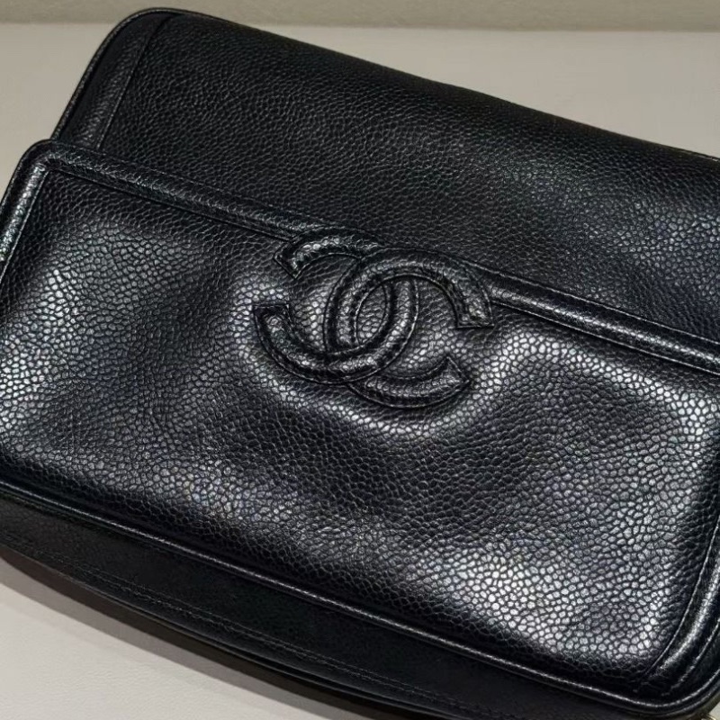 Chanel 金球 雕花鏈 相機包 荔枝皮 22*6*17cm 9新 配件塵袋-4