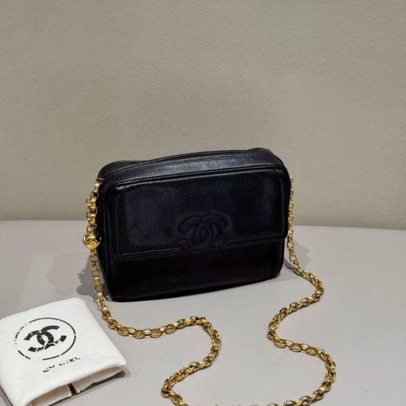 Chanel 金球 雕花鏈 相機包 荔枝皮 22*6*17cm 9新 配件塵袋-5