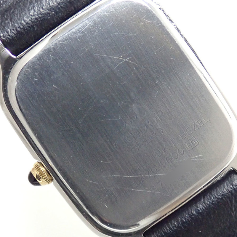 精工 Credor 女士石英錶，18K 黃金錶殼，不鏽鋼錶帶，皮錶帶，型號 5A70-5600，電池供電，非原廠扣-4