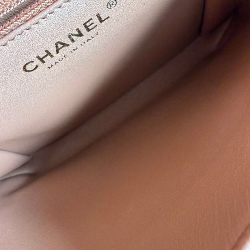 Chanel 24C粗鏈條信封包 芯片款 羊皮 焦糖色 金扣  23*16*6.5 cm  95新 配件盒子 購證 塵袋-7