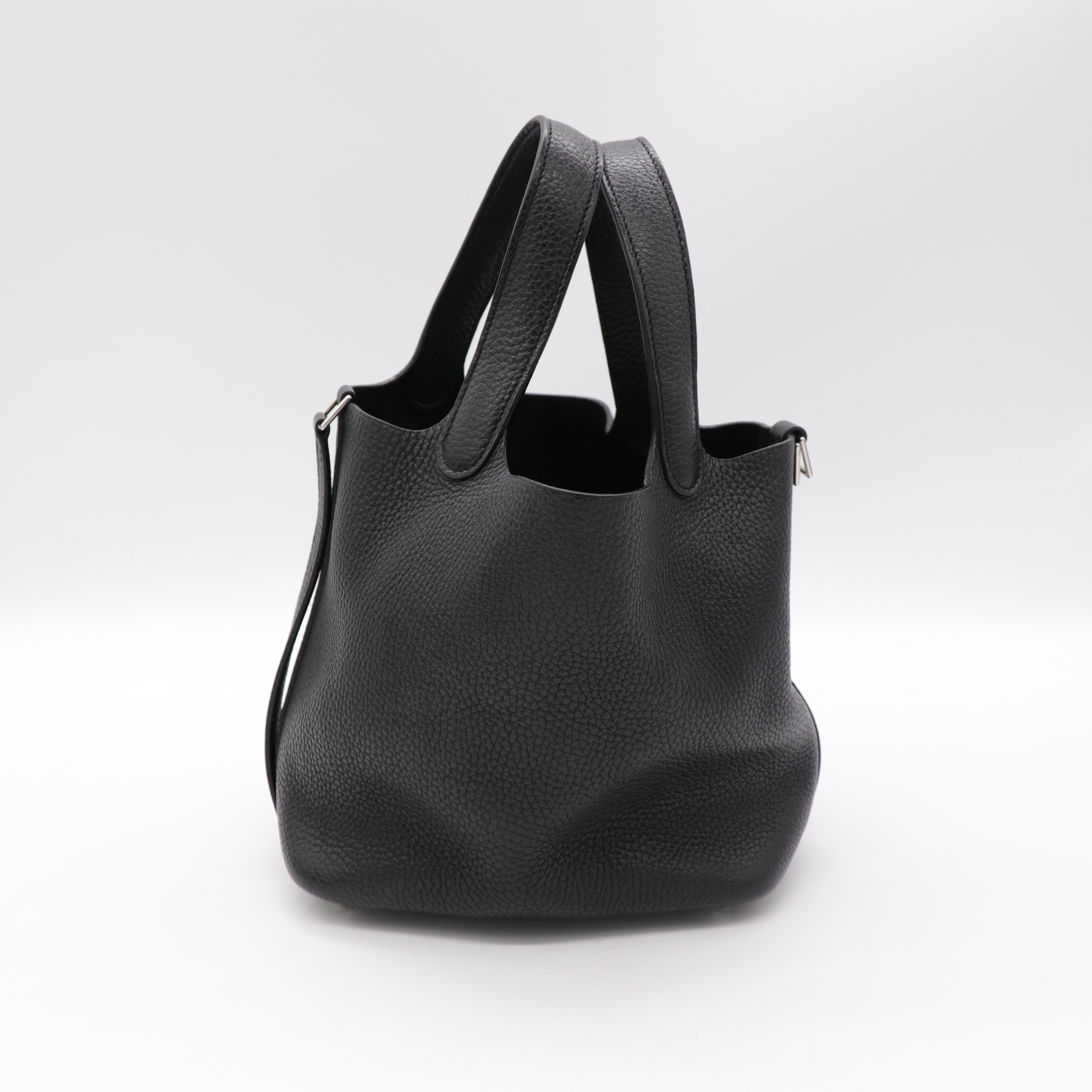 HERMES  黑 菜籃子 經典 Picotin TC皮革 Lock 18CM Bag 銀扣-1