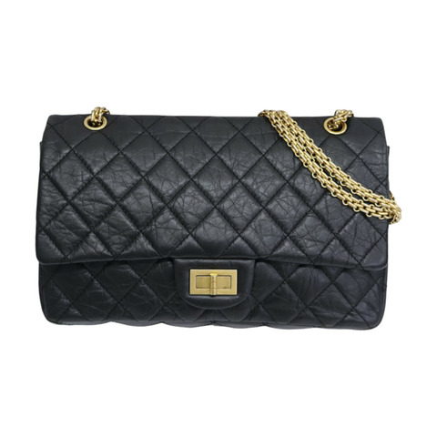 黑色 菱格紋 牛皮 2.55 肩背包【CHANEL 香奈兒】 A37587