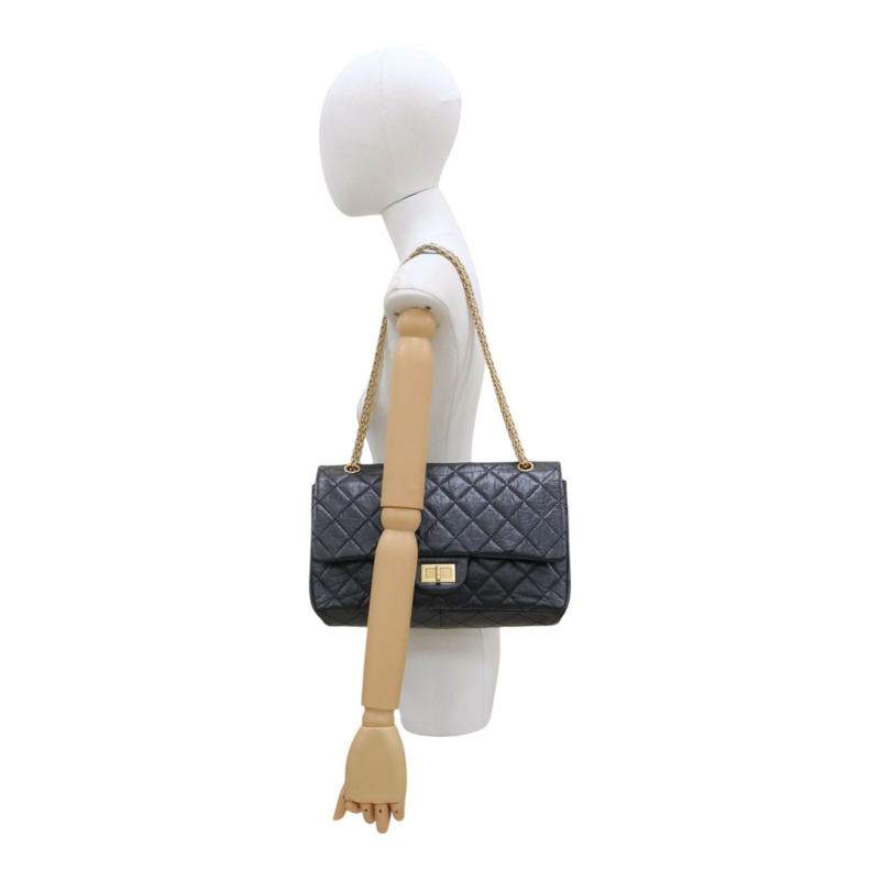 黑色 菱格紋 牛皮 2.55 肩背包【CHANEL 香奈兒】 A37587-8