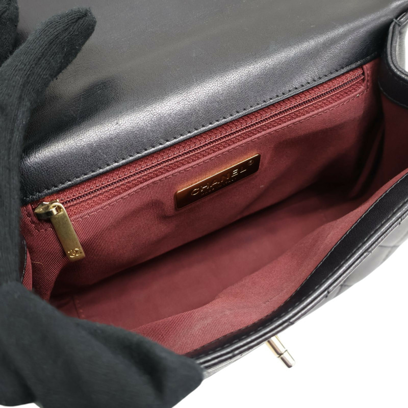 黑色 菱格紋 牛皮 Chain Infinity Top Handle Flap 兩用包【CHANEL 香奈兒】 AS0970-2