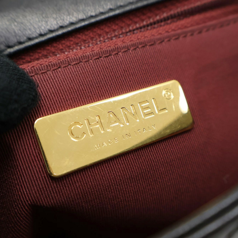 黑色 菱格紋 牛皮 Chain Infinity Top Handle Flap 兩用包【CHANEL 香奈兒】 AS0970-4