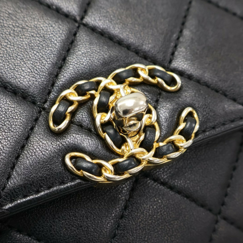 黑色 菱格紋 牛皮 Chain Infinity Top Handle Flap 兩用包【CHANEL 香奈兒】 AS0970-7