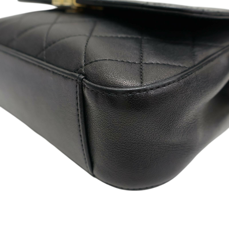 黑色 菱格紋 牛皮 Chain Infinity Top Handle Flap 兩用包【CHANEL 香奈兒】 AS0970-10