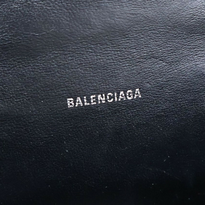 黑色 鰐魚紋壓花 牛皮 Hourglass XS 兩用包【Balenciaga 巴黎世家】 592833-3