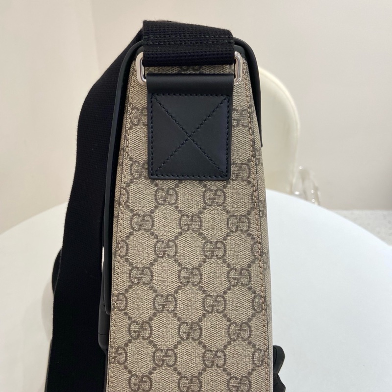 Gucci古馳男士老花拼皮雙扣款郵差包   尺寸：34*10*25.-3