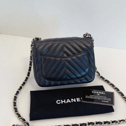 近新品 香奈兒/Chanel 黑金V紋CF方胖子鏈條包-1