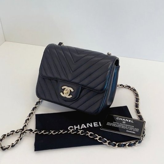 近新品 香奈兒/Chanel 黑金V紋CF方胖子鏈條包-2