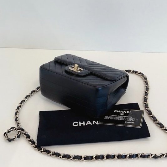 近新品 香奈兒/Chanel 黑金V紋CF方胖子鏈條包-4