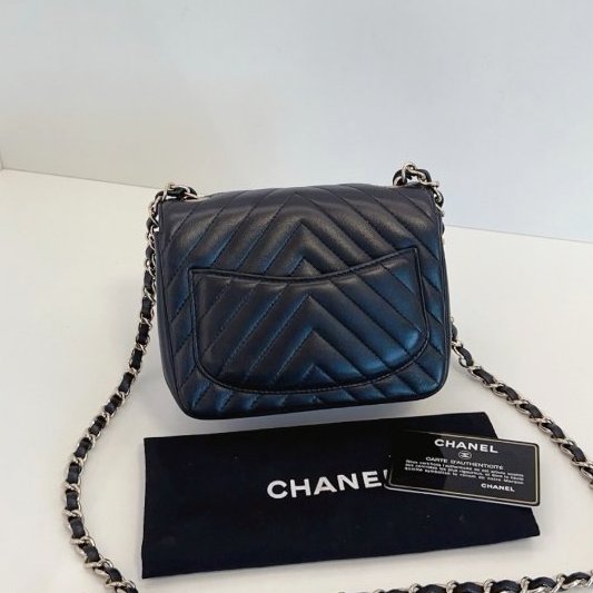 近新品 香奈兒/Chanel 黑金V紋CF方胖子鏈條包-6