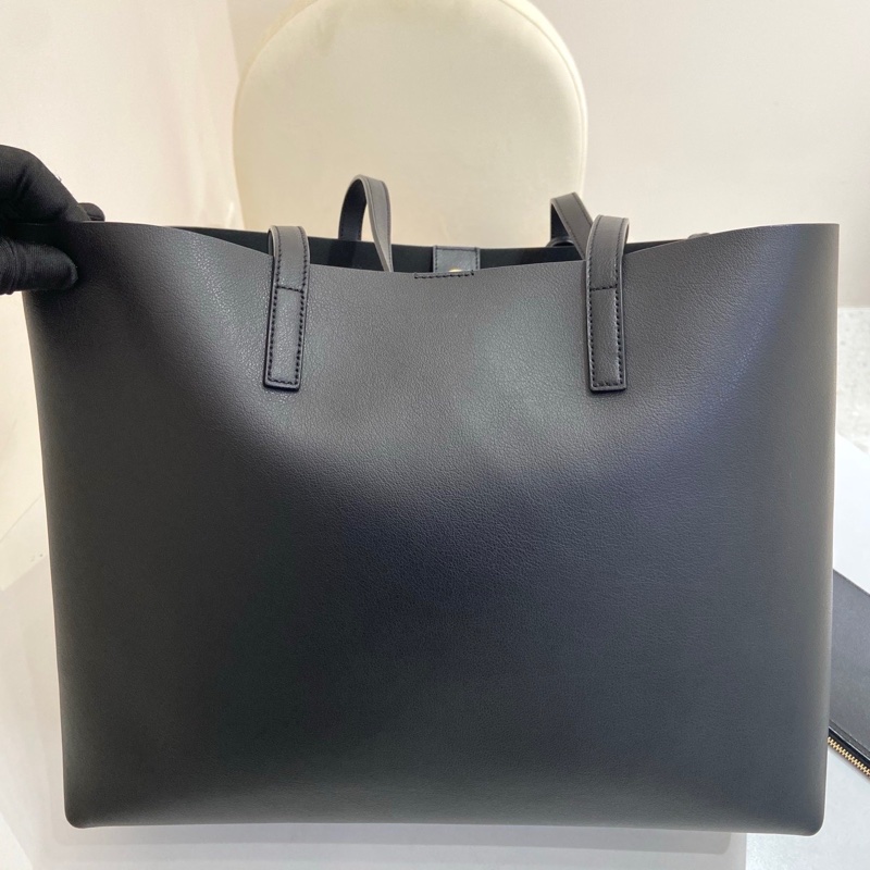 YSL聖羅蘭SHOPPING黑色皮革橫款托特包  2025 尺寸：37*28*13 附件：盒子 子袋 吊牌-2