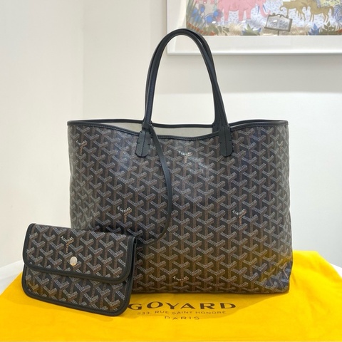 GOYARD/戈雅黑色Y字滿印老花中號單肩子母購物袋 尺寸：34*26*14 附件：子袋 塵袋。