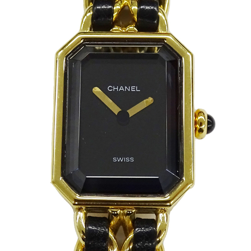 香奈兒 (Chanel) 女士腕錶品牌首發石英 QZ GP 皮革 M 碼 H0001 方形金色黑色-1