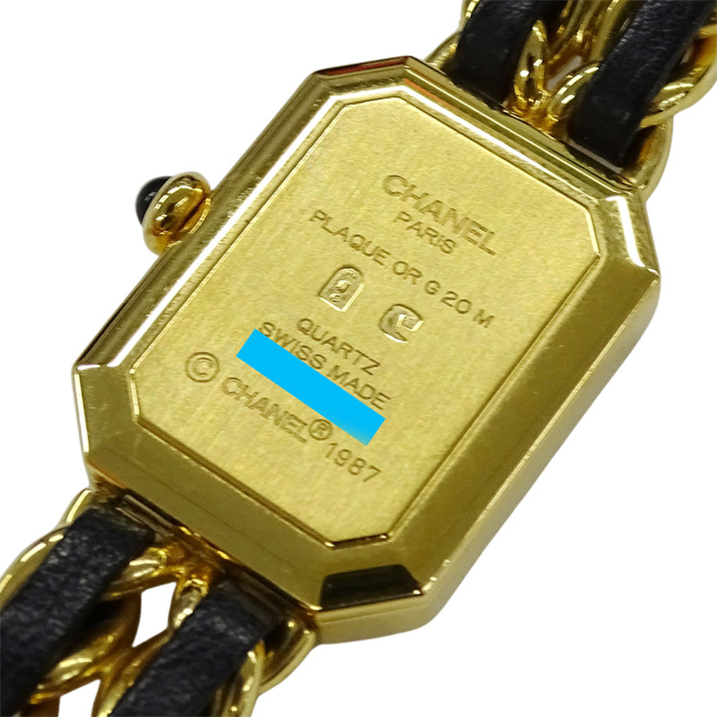 香奈兒 (Chanel) 女士腕錶品牌首發石英 QZ GP 皮革 M 碼 H0001 方形金色黑色-7