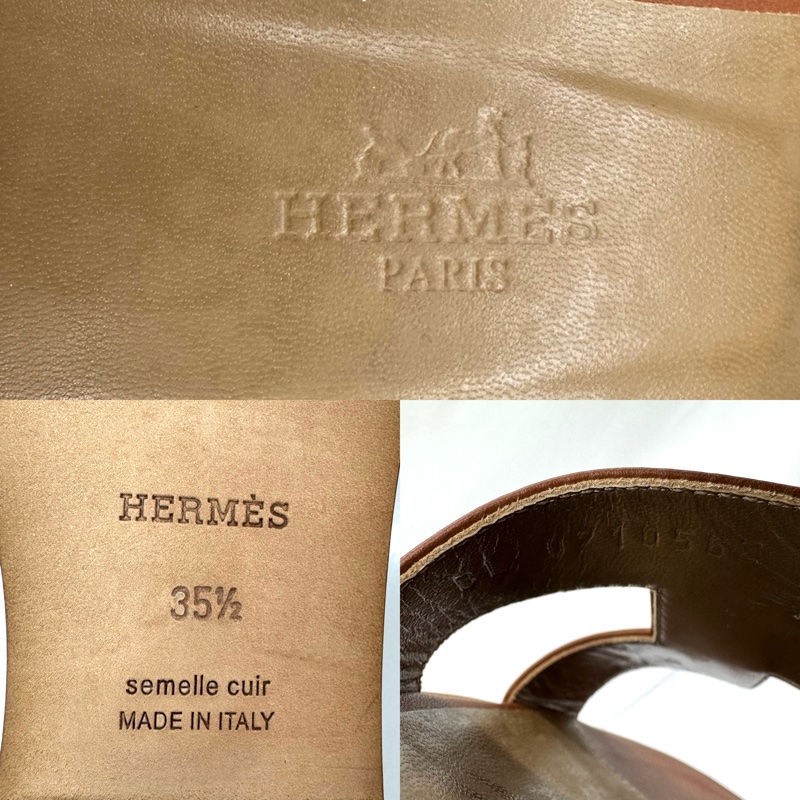 HERMES ORAN 經典 H 字平底拖鞋／涼鞋#35.5-8