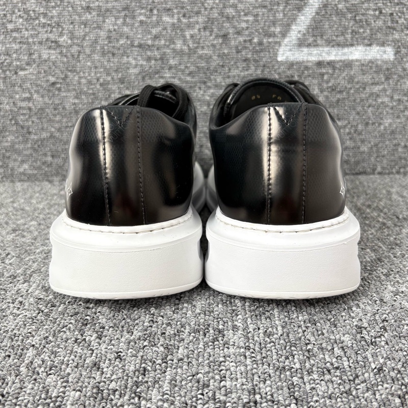 LouisVuitton路易威登 黑色亮皮面棋盤格松糕鞋尺碼 42.5碼 🧡-2