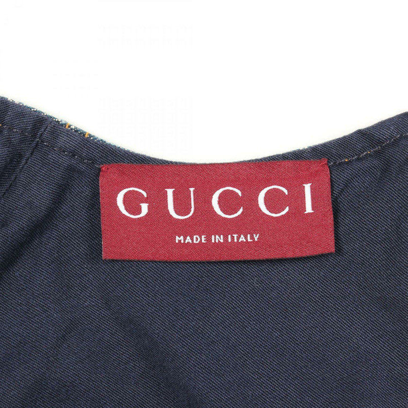 GUCCI GG圖案牛仔迷你腰帶連身裙 818219 棉質海軍藍二手女裝 #38-2